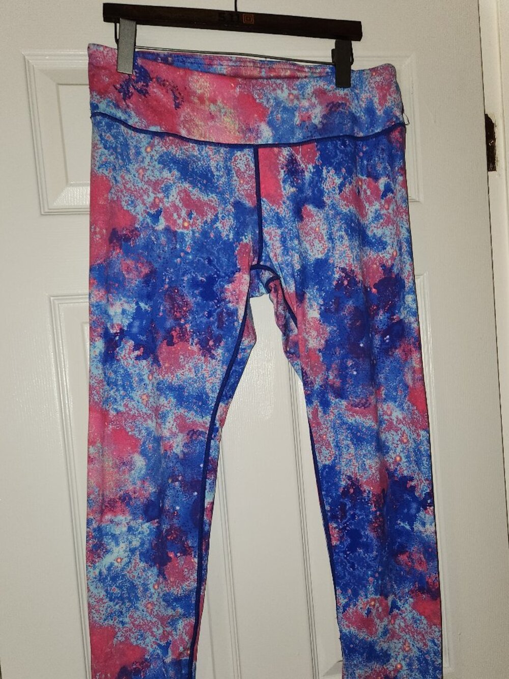 Women's XL Galaxy Print Leggings Pink Blue Athletic Yoga Workout Pants